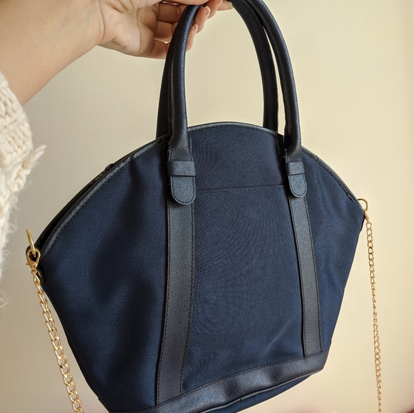 Vintage Pierre Balmain Navy Blue Canvas Tote Bag - Picture 2 of 6